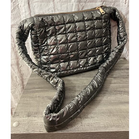 Jen & Co. / Jacqueline Silver Gray Quilted Satchel Shoulder Bag - Picture 1 of 8